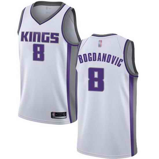 Kings  8 Bogdan Bogdanovic White Basketball Swingman Association Edition Jersey